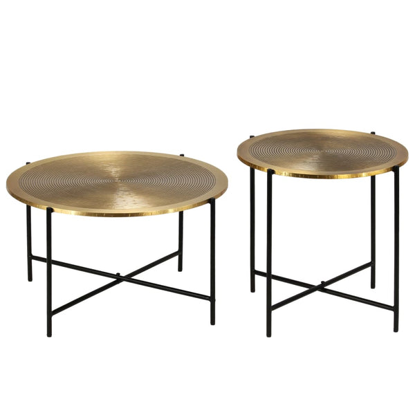 vidaXL 2-piece Table Set MDF with Brass Coating