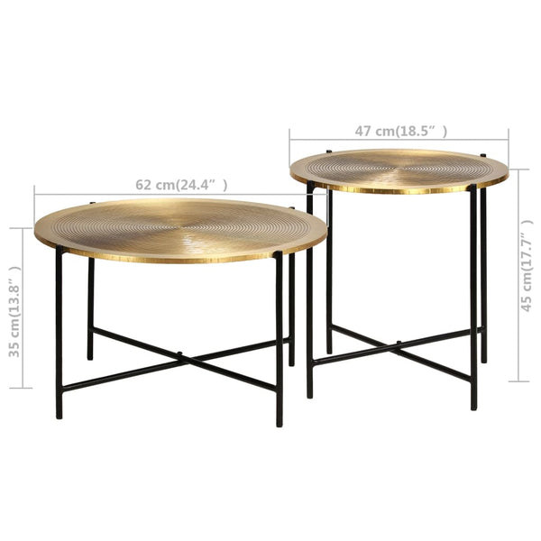 vidaXL 2-piece Table Set MDF with Brass Coating