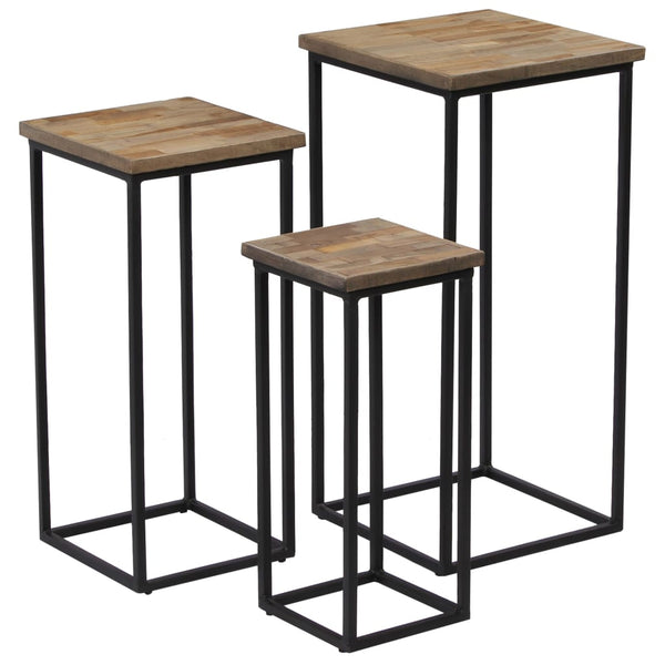 vidaXL 3-Piece Side Table Set Recycled Teak