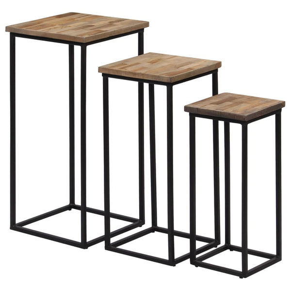 vidaXL 3-Piece Side Table Set Recycled Teak