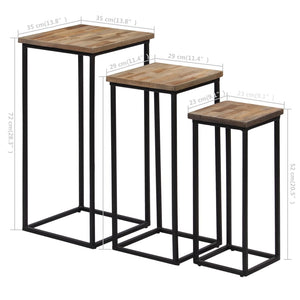 vidaXL 3-Piece Side Table Set Recycled Teak