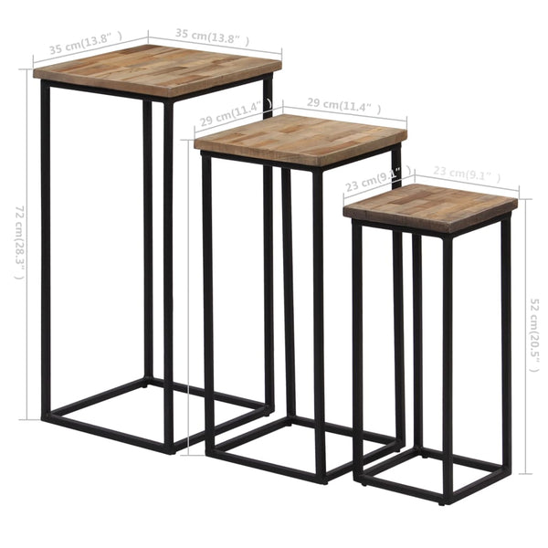 vidaXL 3-Piece Side Table Set Recycled Teak
