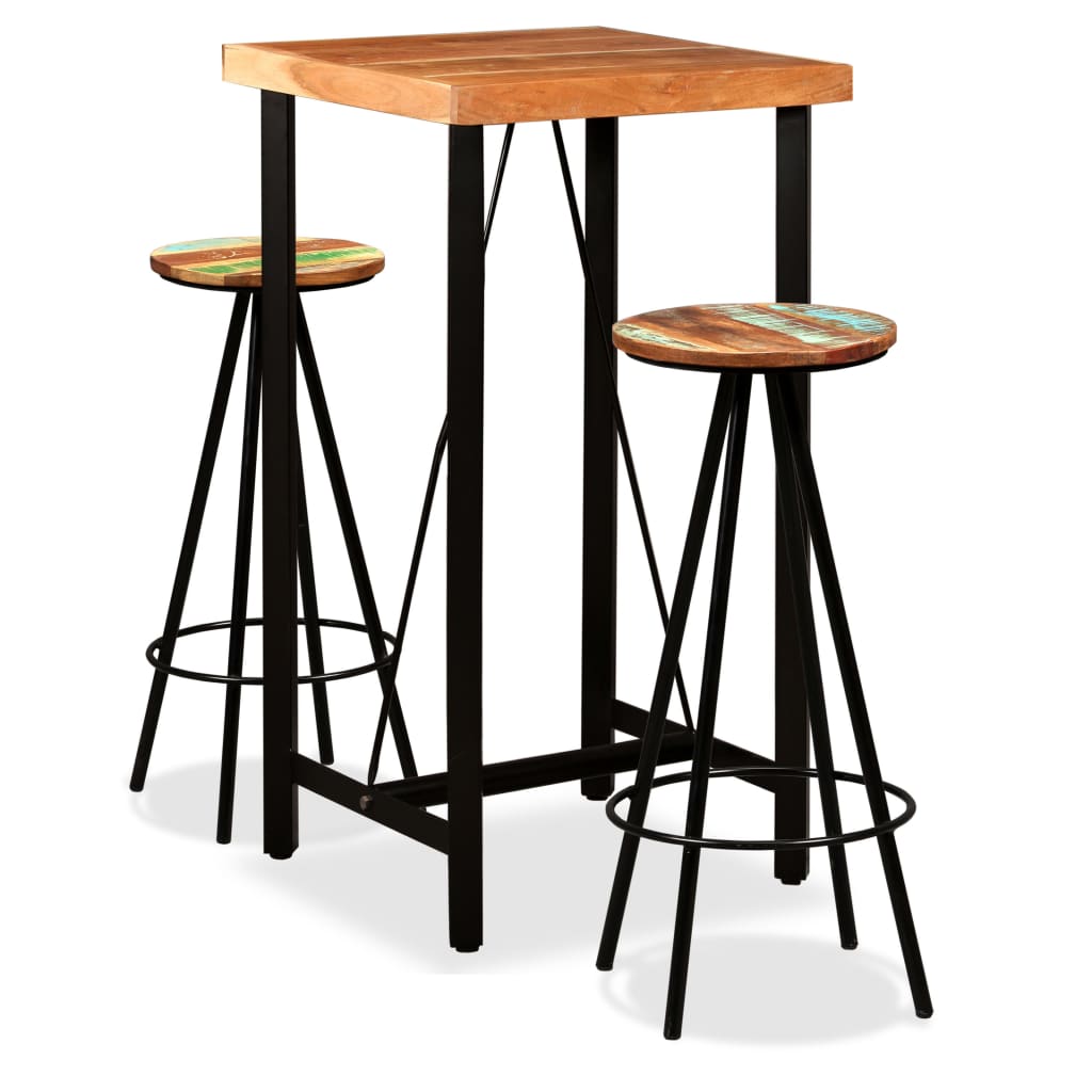 vidaXL 3-Piece Bar Set Solid Acacia and Reclaimed Wood
