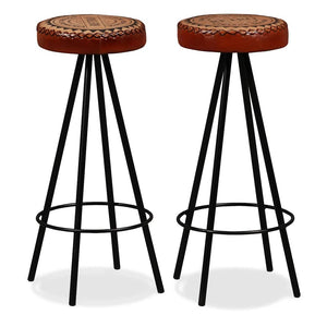 vidaXL 3-Piece Bar Set Solid Acacia Wood, Real Leather and Canvas