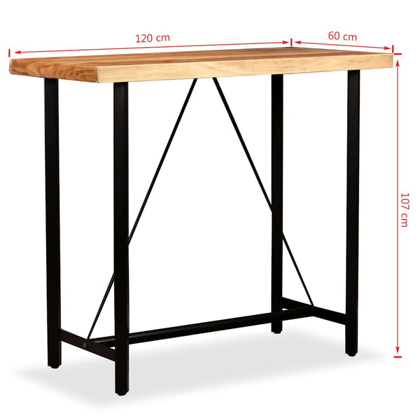 vidaXL 5-piece Bar Set Solid Acacia Wood and Real Leather