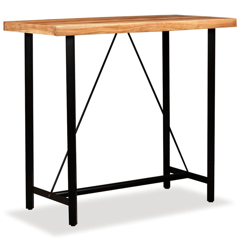 vidaXL 5-piece Bar Set Solid Acacia Wood, Real Leather and Canvas