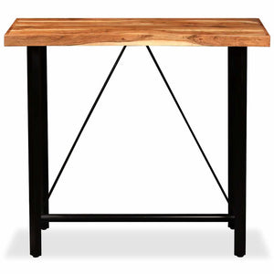 vidaXL 5-piece Bar Set Solid Acacia Wood, Real Leather and Canvas