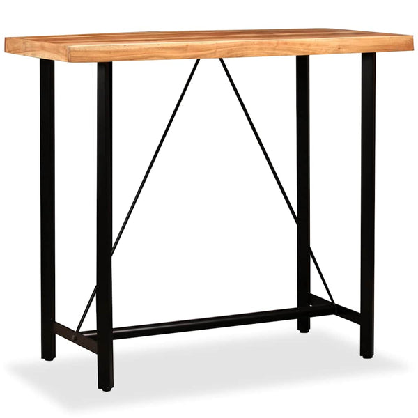 vidaXL 5-piece Bar Set Solid Acacia Wood, Real Leather and Canvas
