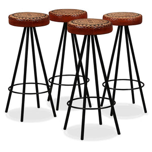 vidaXL 5-piece Bar Set Solid Acacia Wood, Real Leather and Canvas