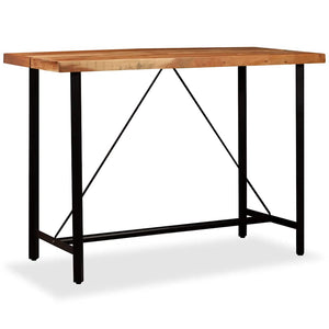vidaXL 7-piece Bar Set Solid Acacia Wood and Genuine Leather