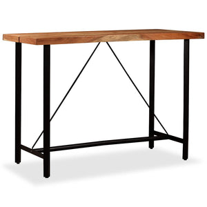 vidaXL 7-piece Bar Set Solid Acacia Wood, Real Leather and Canvas