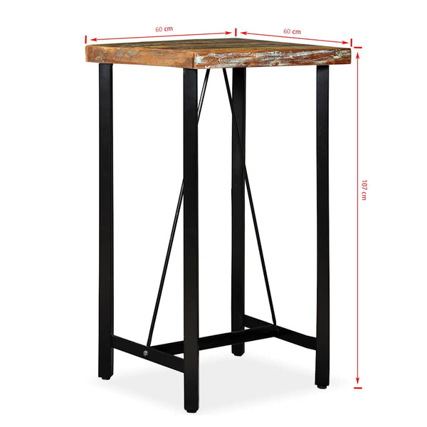 vidaXL 3-Piece Bar Set Solid Reclaimed Wood and Genuine Leather