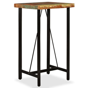 vidaXL 3-Piece Bar Set Reclaimed Solid Wood, Genuine Leather and Canvas