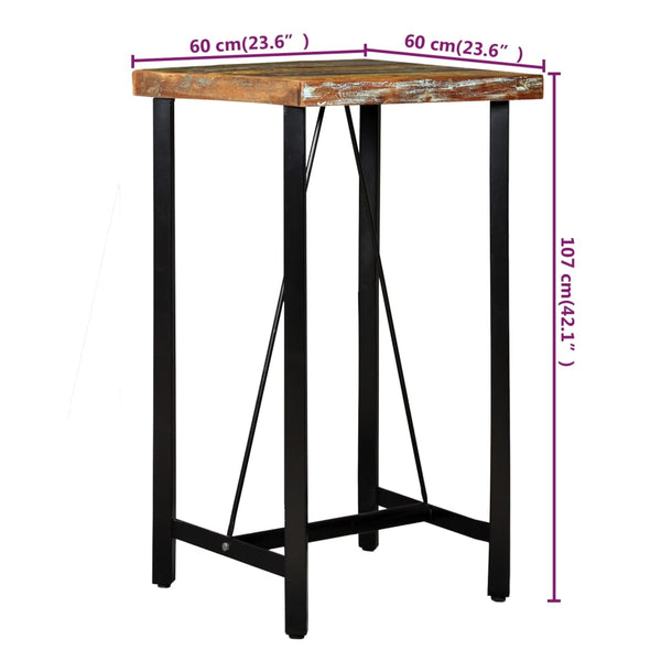 vidaXL 3-Piece Bar Set Reclaimed Solid Wood, Genuine Leather and Canvas