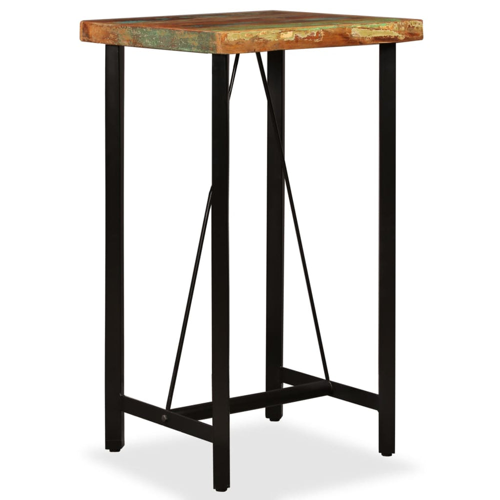 vidaXL 3-Piece Bar Set Reclaimed Solid Wood, Genuine Leather and Canvas