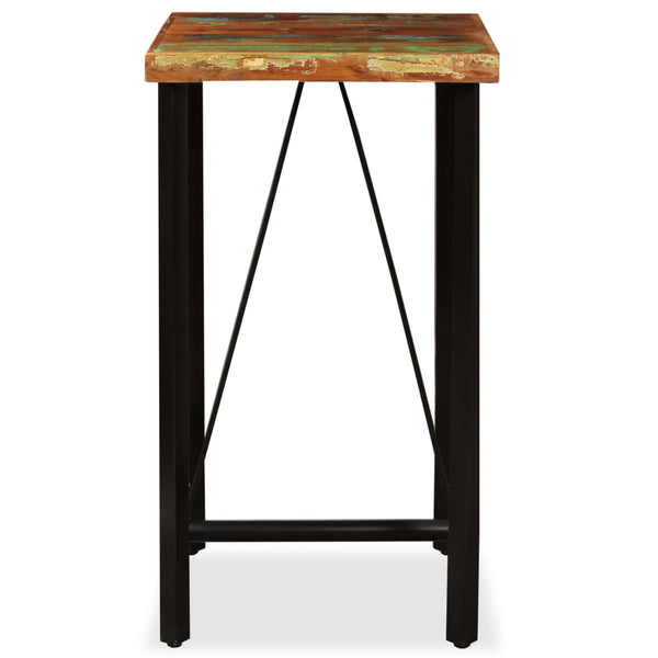 vidaXL 3-Piece Bar Set Reclaimed Solid Wood, Genuine Leather and Canvas