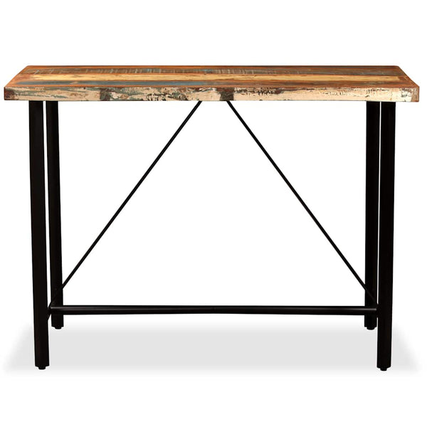 vidaXL 5-Piece Bar Set Solid Reclaimed Wood and Genuine Leather