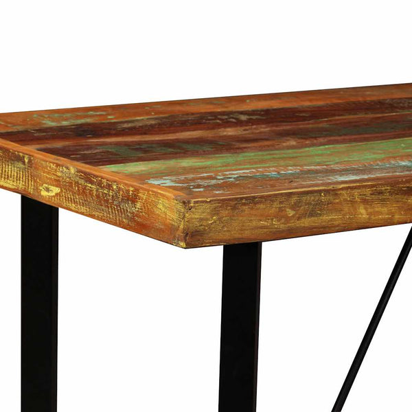 vidaXL 5-Piece Bar Set Solid Reclaimed Wood and Genuine Leather