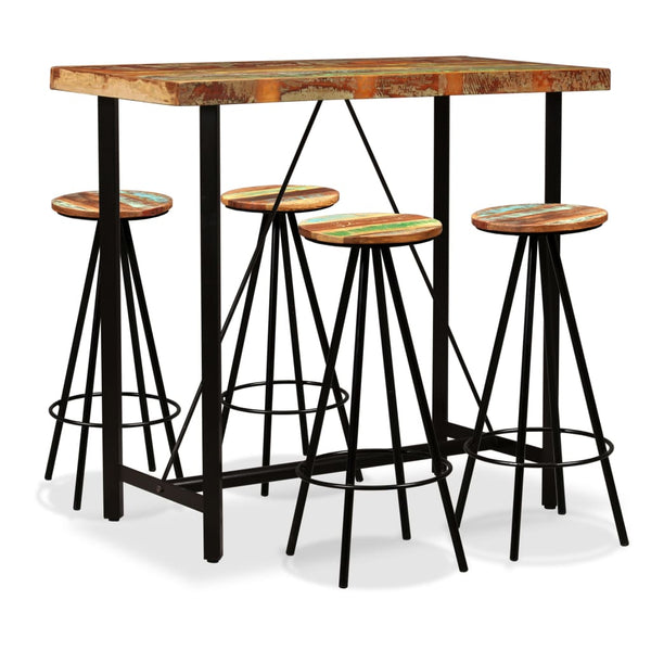 vidaXL 5-piece Solid Reclaimed Wood Bar Set