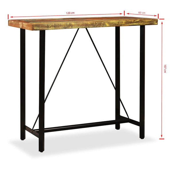 vidaXL 5-piece Bar Set Solid Reclaimed Wood, Genuine Leather and Canvas