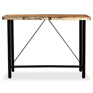 vidaXL 7-Piece Bar Set Reclaimed Solid Wood and Real Leather