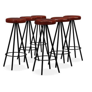 vidaXL 7-Piece Bar Set Reclaimed Solid Wood and Real Leather