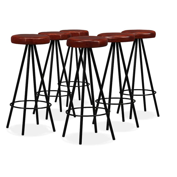 vidaXL 7-Piece Bar Set Reclaimed Solid Wood and Real Leather