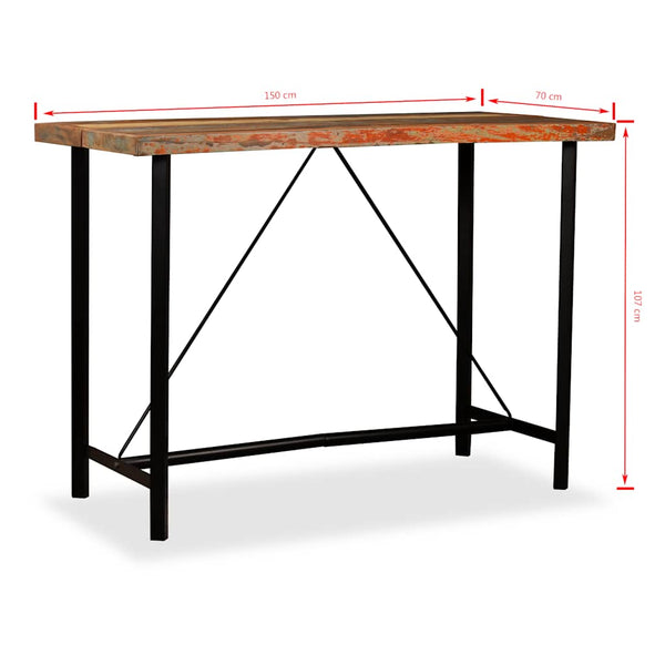 vidaXL 7-Piece Bar Set Reclaimed Solid Wood and Real Leather