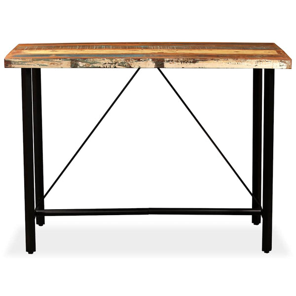 vidaXL 7-Piece Bar Set Reclaimed Solid Wood and Real Leather