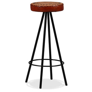 vidaXL 7-Piece Bar Set Reclaimed Solid Wood, Genuine Leather and Canvas
