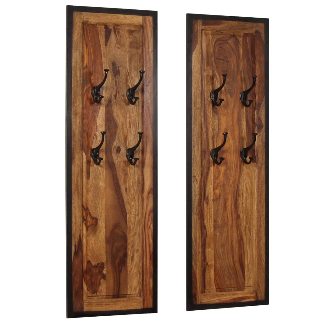 vidaXL Wall-mounted Coat Racks 2 pcs. Solid Acacia Wood