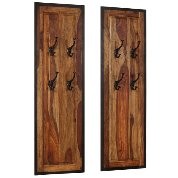 vidaXL Wall-mounted Coat Racks 2 pcs. Solid Acacia Wood
