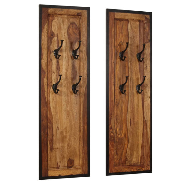 vidaXL Wall-mounted Coat Racks 2 pcs. Solid Acacia Wood
