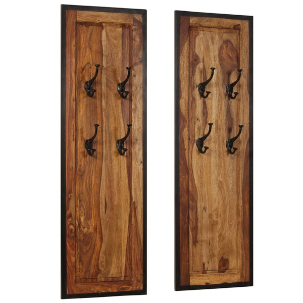 vidaXL Wall-mounted Coat Racks 2 pcs. Solid Acacia Wood