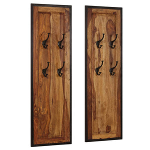 vidaXL Wall-mounted Coat Racks 2 pcs. Solid Acacia Wood