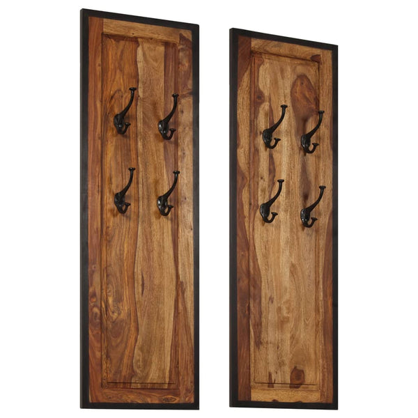 vidaXL Wall-mounted Coat Racks 2 pcs. Solid Acacia Wood
