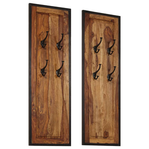 vidaXL Wall-mounted Coat Racks 2 pcs. Solid Acacia Wood