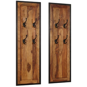 vidaXL Wall-mounted Coat Racks 2 pcs. Solid Acacia Wood