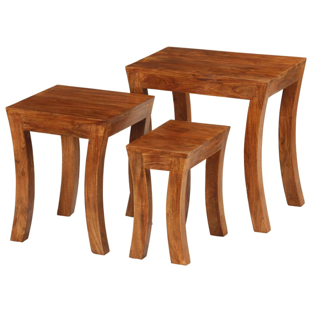 vidaXL 3-Piece Nesting Table Set Solid Acacia Wood 50x35x50 cm Brown