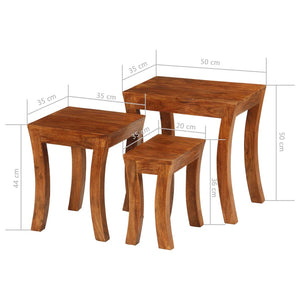 vidaXL 3-Piece Nesting Table Set Solid Acacia Wood 50x35x50 cm Brown