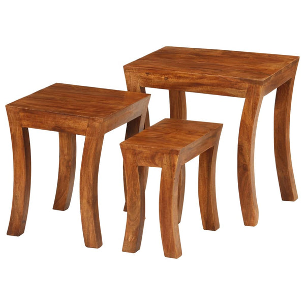 vidaXL 3-Piece Nesting Table Set Solid Acacia Wood 50x35x50 cm Brown