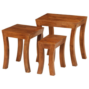 vidaXL 3-Piece Nesting Table Set Solid Acacia Wood 50x35x50 cm Brown