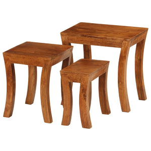 vidaXL 3-Piece Nesting Table Set Solid Acacia Wood 50x35x50 cm Brown