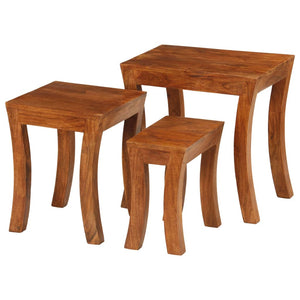 vidaXL 3-Piece Nesting Table Set Solid Acacia Wood 50x35x50 cm Brown