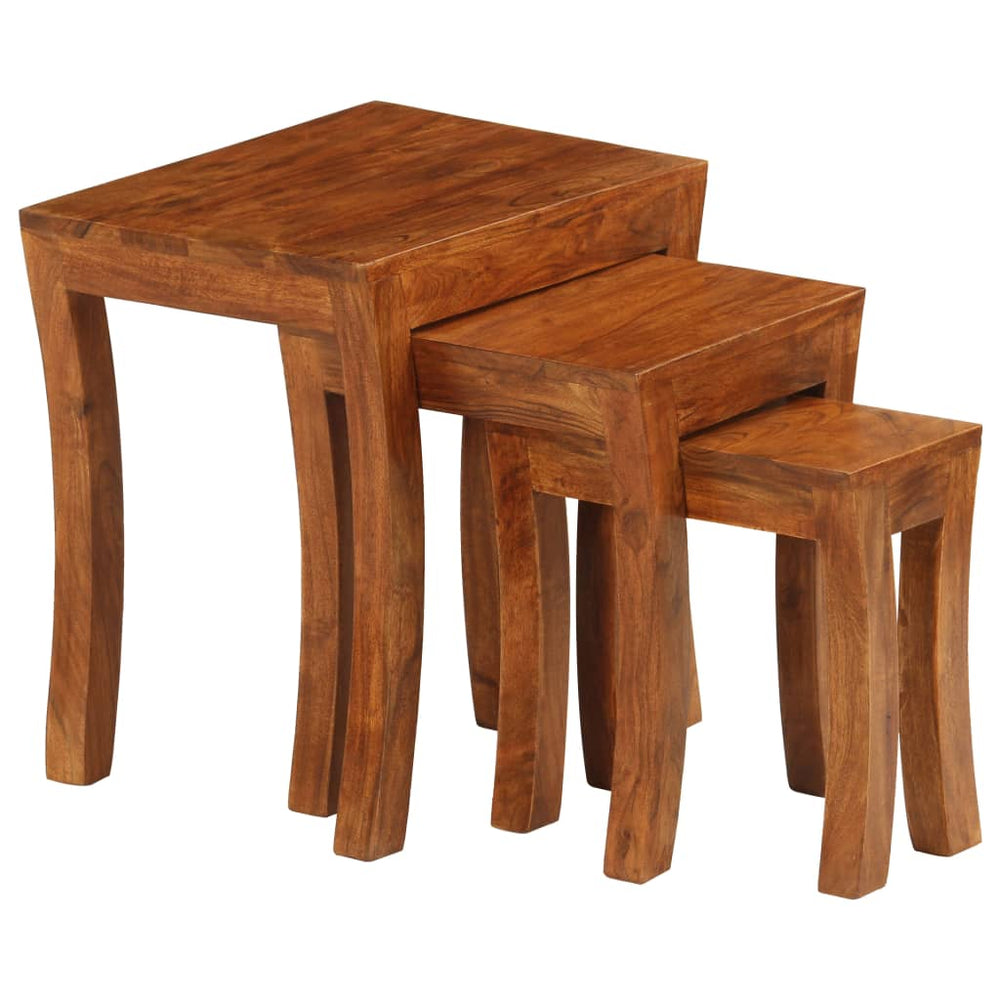 vidaXL 3-Piece Nesting Table Set Solid Acacia Wood 50x35x50 cm Brown