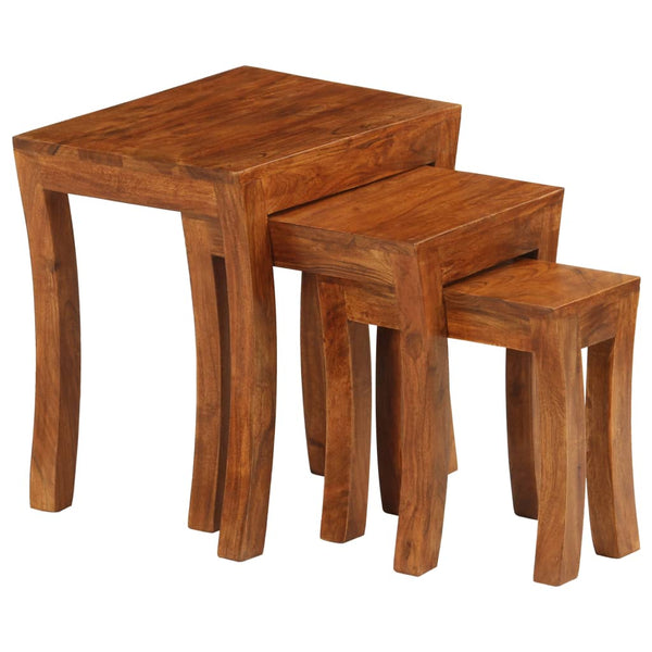 vidaXL 3-Piece Nesting Table Set Solid Acacia Wood 50x35x50 cm Brown