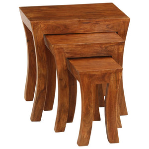 vidaXL 3-Piece Nesting Table Set Solid Acacia Wood 50x35x50 cm Brown
