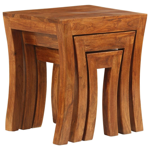 vidaXL 3-Piece Nesting Table Set Solid Acacia Wood 50x35x50 cm Brown