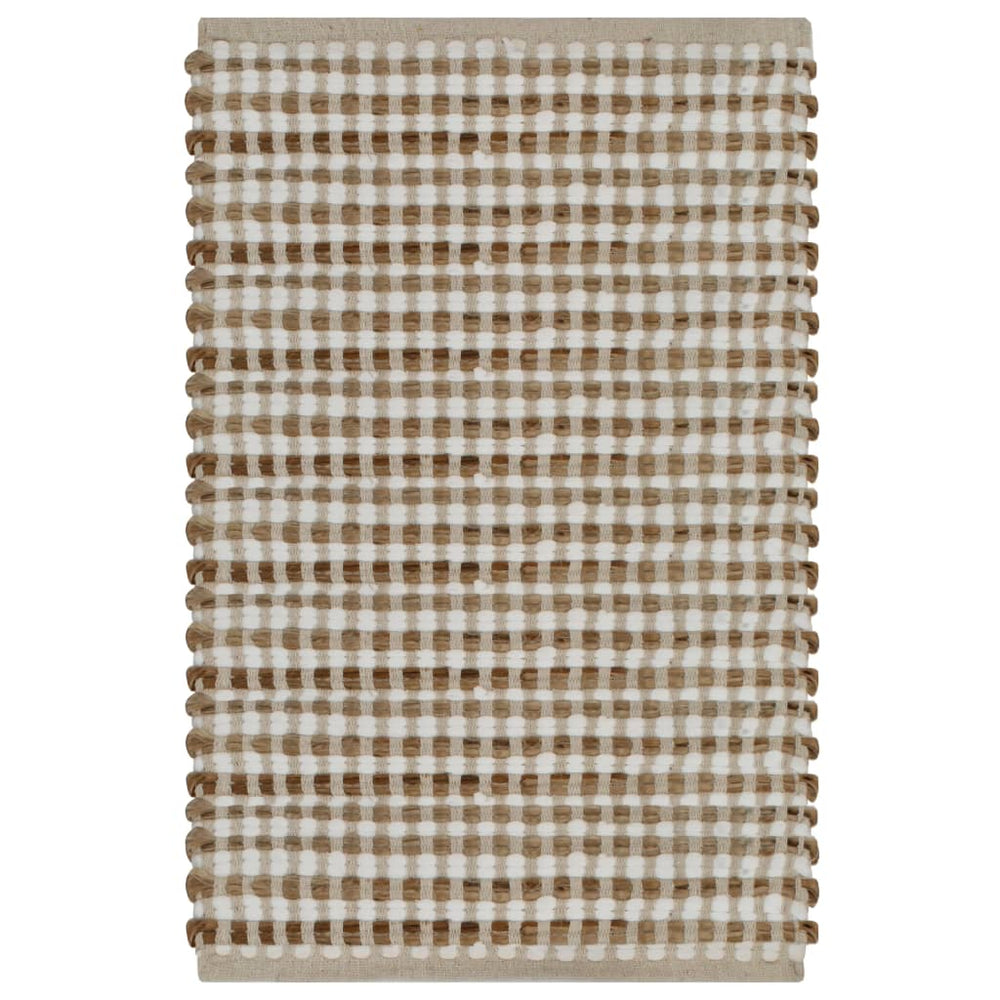 vidaXL Hand-Woven Bath Mat Set Jute Fabric Natural and White