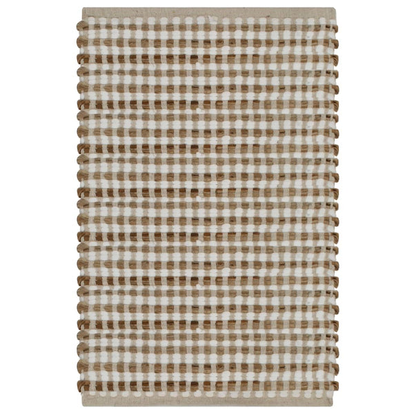 vidaXL Hand-Woven Bath Mat Set Jute Fabric Natural and White